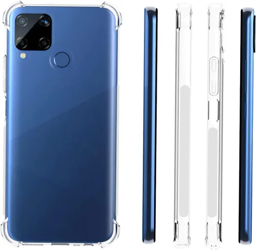 Vista 2 de USTIYA Funda para Realme 7i / Realme C15 C12 Clear TPU Cuatro Esquinas Cubierta Protectora Transparente Suave Funda