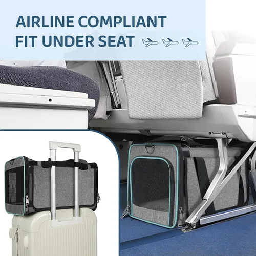 Vista 4 de GAPZER Transportador para gatos estadounidense, unido, aprobado por aerolíneas Delta, bolsa de viaje para mascotas de lados suaves para gatos