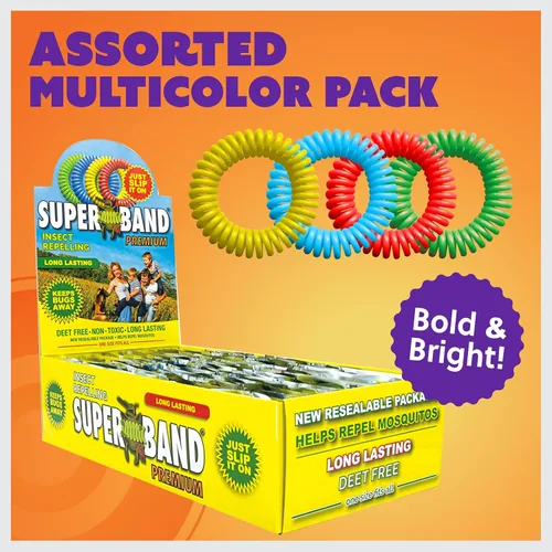 Vista 7 de Superband Pulseras repelentes de mosquitos para adultos y niños – Paquete de 25 – Pulsera repelente de insectos y insectos natural de larga