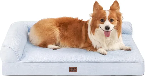 Vista 77 de EHEYCIGA - Cama ortopédica para perros de tamaño mediano, cama de espuma viscoelástica para perros, color beige Small Dog Sofa with Washable