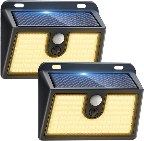 Vista 9 de 2 paquetes de luces solares con sensor de movimiento al aire libre, luces solares súper brillantes al aire libre impermeables, 3 modos