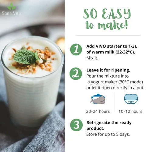 Vista 4 de VIVO Kefir Starter (5 cajas) Hace hasta 30 cuartos de galón de kéfir