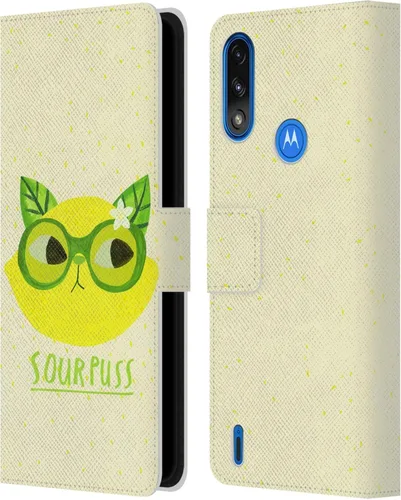 Vista 7 de Head Case Designs Officially Licensed Planet Cat Avocato Puns Leather Book Wallet Case Cover Compatible with Moto E7 Power/Moto E7i Power