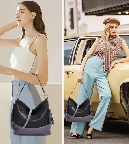 Vista 2 de Bolso grande de cuero suave de 3 piezas para mujer, elegante bolso de hombro Hobo con asa superior