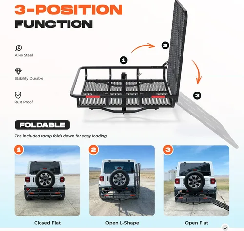 Vista 5 de ALMULOO Soporte de enganche con rampa plegable para sillas de ruedas