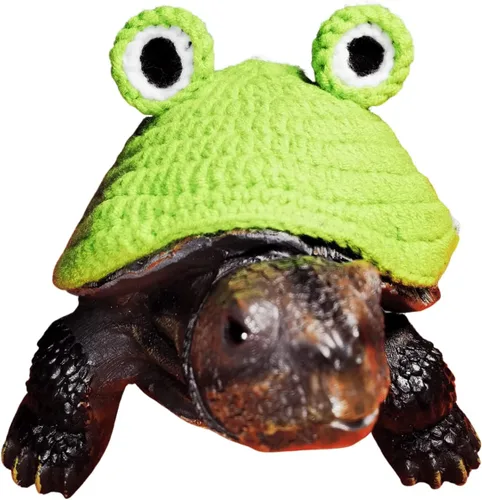 Vista 2 de Suéter para tortuga, suéter de punto cálido de invierno hecho a mano con correa ajustable, suéter de animal pequeño, ropa de tortuga para Navidad