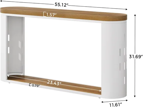 Vista 2 de Mesa consola de 55 pulgadas de largo para entrada, mesa de sofá detrás del sofá, mesa de entrada de madera, mesa de vestíbulo, mesa de pasillo