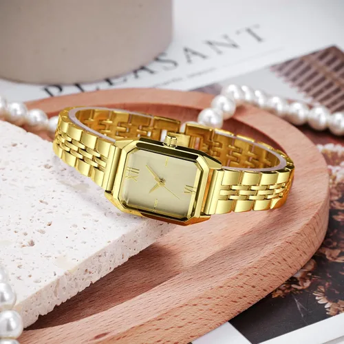 Vista 3 de IBSO Reloj de pulsera cuadrado de lujo para mujer, reloj de pulsera simple de moda para mujer, movimiento de cuarzo japonés, resistente al agua