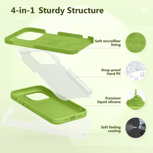 Vista 5 de GONEZ Funda magnética para iPhone 14 Pro, compatible con MagSafe, forro de microfibra antiarañazos y protector de pantalla, funda de silicona