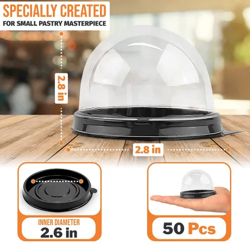 Vista 2 de Paquete de 50 cajas de golosinas para cupcakes para postres – 2.8 x 2.8 pulgadas de plástico de grado alimenticio Mini cajas para cupcakes