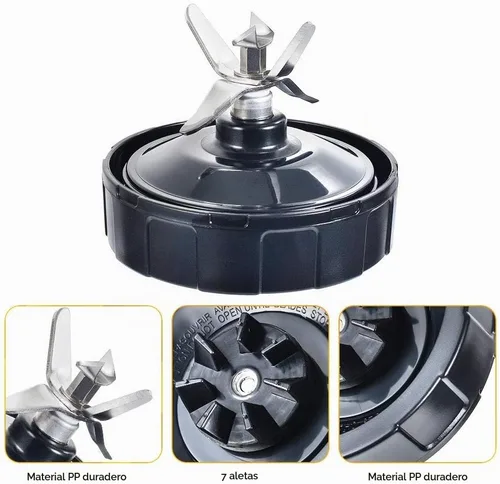 Vista 6 de Cuchilla de licuadora apta para Ninja, piezas de repuesto, 7 hojas macho de aleta con junta de goma, accesorios de licuadora compatibles con Nutri