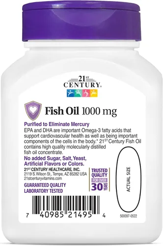 Vista 6 de 21st Century Aceite de pescado 1000 mg cápsulas blandas, 60 unidades (paquete de 3)