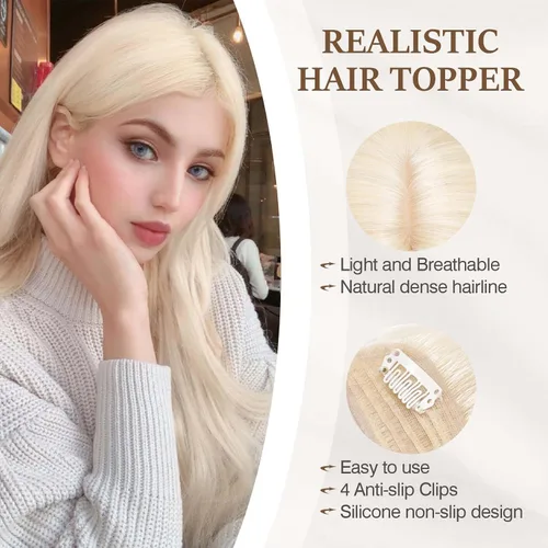 Vista 73 de Rich Choices Pelucas con topper de cabello para mujeres, cabello humano real 100% Remy, sin flequillo, para mujeres con adelgazamiento en la parte