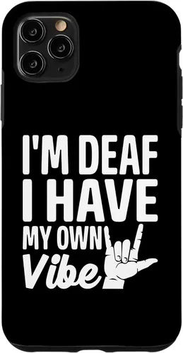 Vista 13 de Funda para iPhone 17 con texto en inglés «Sordo» con texto en inglés «Sordo» con texto «I'm Deaf. I Have My Own Vibe»