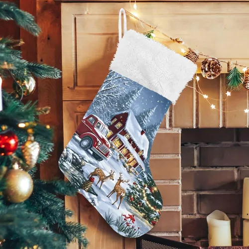 Vista 10 de ALAZA Calcetines de Navidad, copos de nieve, clásicos de invierno, decoraciones de calcetines grandes personalizados para la temporada de vacaciones