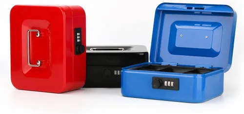 Vista 7 de Decaller Caja de dinero con cerradura de combinación, caja de seguridad de metal pequeña con bandeja de dinero, 7 4/5 x 6 4/5 x 3 3/5 pulgadas