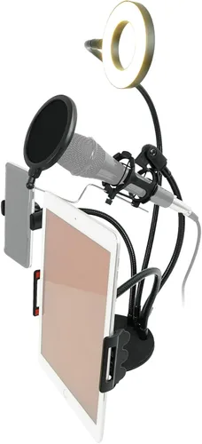 Vista 4 de LIVESHOW4LTM Social Media YouTube Streaming Selfie Light+Teléfono+Mic+Tablet Holder