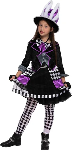 Vista 6 de Spooktacular Creations Disfraz de sombrero loco oscuro para niñas para fiesta de Halloween