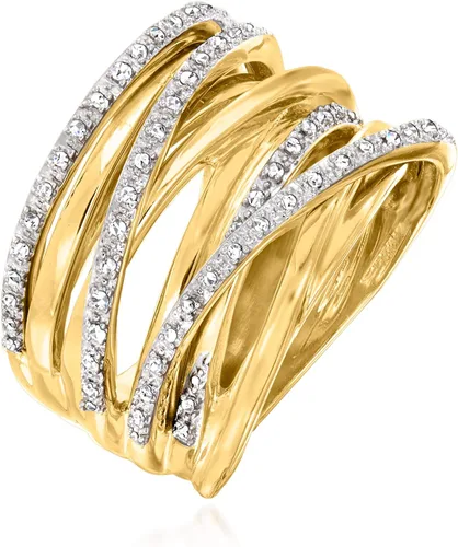 Vista 3 de Ross-Simons 0.25 ct. t.w. Diamond Highway Ring in 18kt Gold Over Sterling