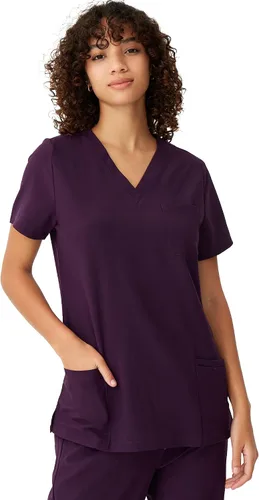 Vista 20 de floralhue Uniformes médicos para mujeres, blusas de uniforme médico suaves con cuello en V, uniforme médico elástico con 4 bolsillos, transpirable