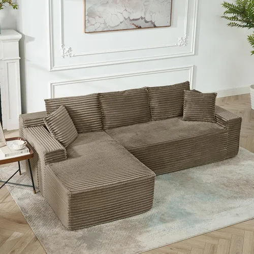 Vista 13 de Sofás deshuesados de 108 pulgadas para sala de estar, en forma de L, cómodo sofá modular de espuma viscoelástica seccional sin hueso, no requiere