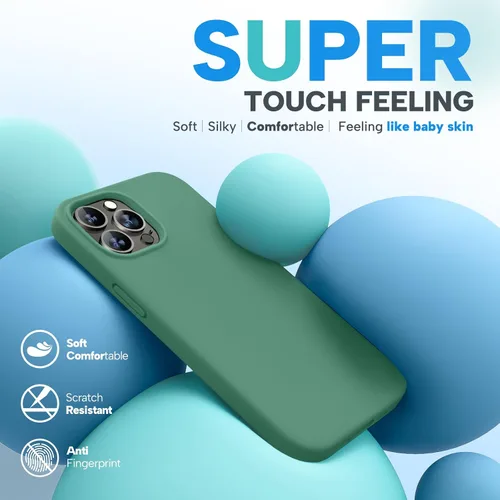 Vista 3 de Miracase Funda diseñada para iPhone 13 Pro Max con protector de pantalla, [forro de microfibra suave antiarañazos], funda protectora de silicona