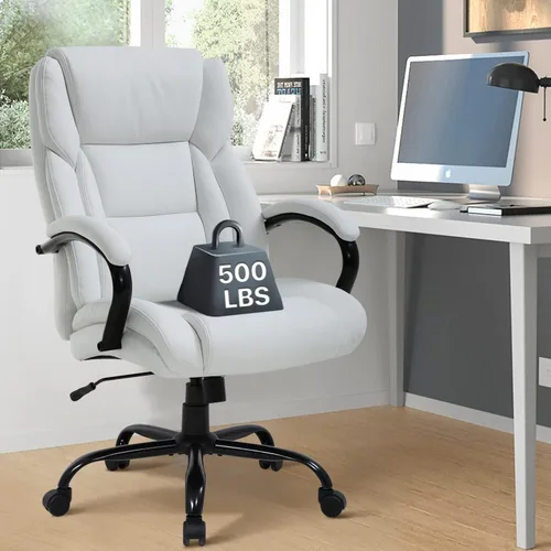 Vista 8 de Silla ejecutiva de oficina ejecutiva grande y alta, de 500 libras, silla de escritorio para computadora, ergonómica, respaldo alto, silla ejecutiva