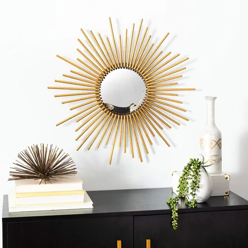 Vista 2 de Safavieh Home Collection Rosaland 24-inch Gold Sunburst Round Mirror