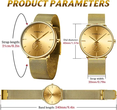 Vista 4 de Mens Watches Ultra-Thin Minimalist Waterproof - Fashion Wrist Watch for Men Unisex Dress with Stainless Steel Mesh Band