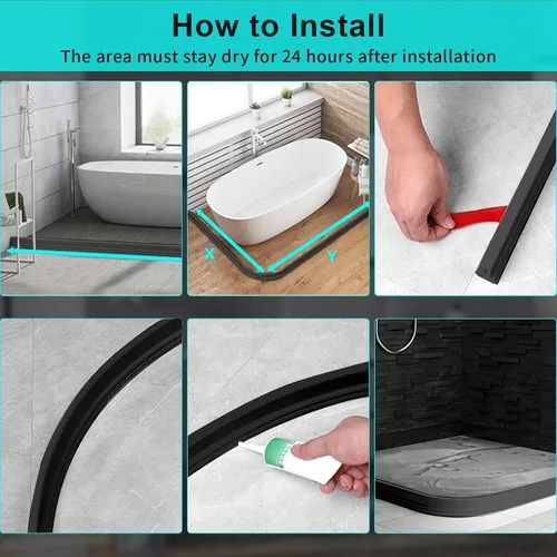 Vista 7 de Hi-Na Barrera de agua plegable de 3, 5, 6, 8 y 10 pies, barrera de agua para ducha y tapón de agua que mantiene el agua dentro del umbral de agua