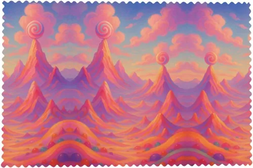 Vista 8 de Rectangular Placemats Set of 4, Heat Resistant Dream Candy Mountains Printed Kitchen Dining Table Mats