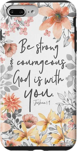 Vista 12 de Funda para iPhone 17 con cita cristiana de Joshua 1:9 con diseño de acuarela bonita floral