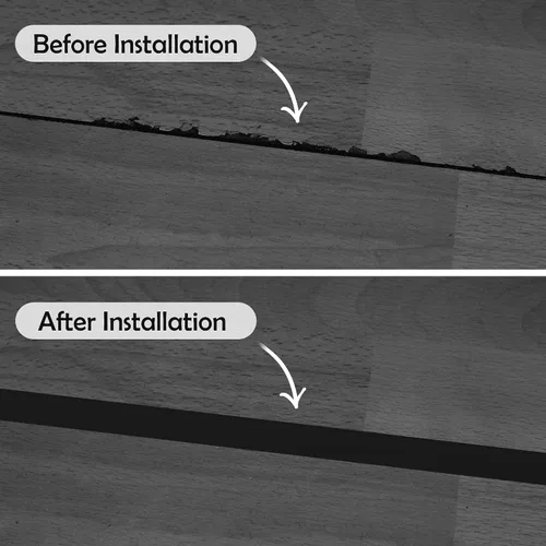 Vista 5 de Rubber Bond Tira de transición de suelo, tiras de vinilo autoadhesivas para suelos laminados, tira divisora plana, fácil de instalar y despegar