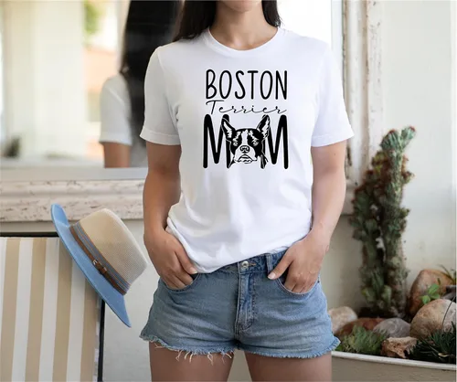 Vista 2 de SEC Apparel Boston Terrier - Parches termoadhesivos para transferir letras para camisetas, ropa de tela (Boston Terrier mamá)