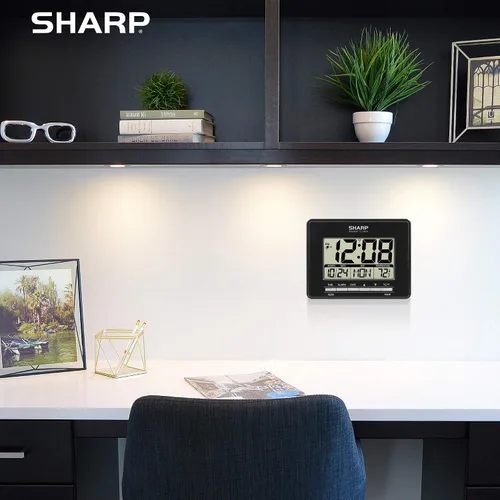 Vista 7 de Reloj de Escritorio Atómico Sharp – Reloj Despertador Digital de Ajuste Automático - Precisión Atómica - Pantalla Fácil de Leer con Visualización