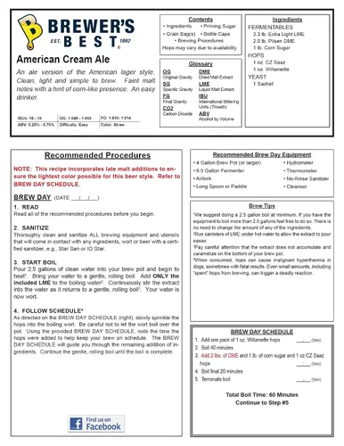 Vista 3 de American Cream Ale Homebrew Kit de ingredientes de cerveza
