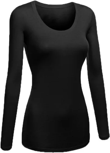 Vista 3 de Emmalise - Camiseta de manga larga para mujer, talla junior y grande, cuello rendondo básico