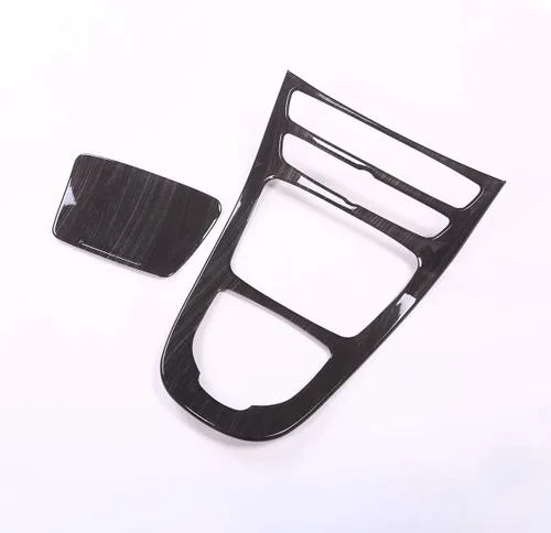 Vista 6 de YIWANG Adhesivos ABS de grano de madera negra para consola central de engranajes, marco de marco, 2 unidades para Mercedes Benz Clase E W213