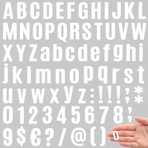 Vista 9 de Qilery 32 hojas de 0.5 pulgada de calcomanías de letras y números autoadhesivas, letras de vinilo alfabéticas de gran fuente, etiquetas de números