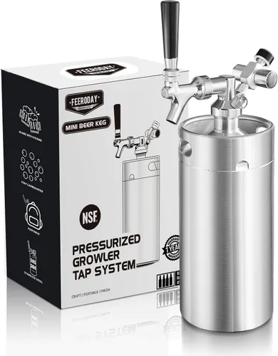 Vista 8 de Ferroday Growler de cerveza de acero inoxidable de 128oz 128oz, mini barril portátil de barril (negro)