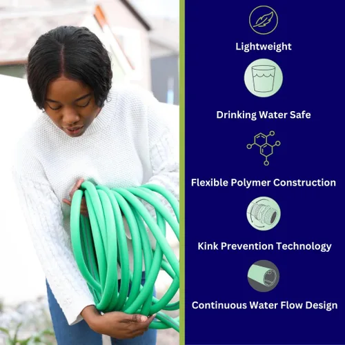 Vista 3 de Flexon Featherlite - Manguera de jardín ultra flexible segura para agua potable de 5/8 pulgadas x 25 pies, resistente, resistente a las torceduras