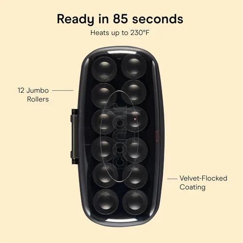 Vista 4 de Conair - Rulos calientes para cabello largo, mediano y corto, 12 rulos calientes Jumbo de 1 ½" con clips, rizadores para mujeres, volumen y rizos