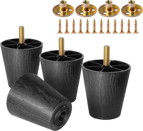 Vista 16 de 4 patas de sofá de plástico de 1-1/2 pulgadas con tuerca de placa, perno M8-1.25, ensanchar