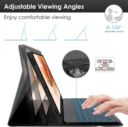 Vista 7 de LAMA Funda con teclado retroiluminado para Samsung Galaxy 12.4 pulgadas S10 Plus/S9 FE+/S9+/S8+, 12.4 pulgadas, S7 FE/S7 Plus, funda desmontable