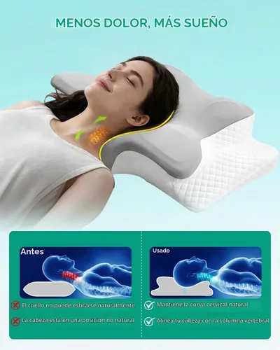 Vista 5 de Almohada cervical ajustable para dormir, almohada de espuma viscoelástica para aliviar el dolor de espalda y hombros, almohadas ergonómicas