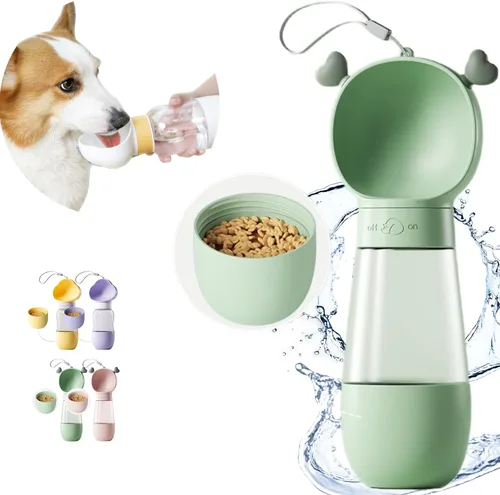 Vista 11 de Botella de agua portátil para perro 2 en 1, dispensador de agua para mascotas, a prueba de fugas, tazón ligero para cachorros sobre la marcha