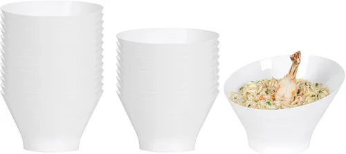 Vista 15 de Restaurantware - Cuencos para servir de 5 onzas, 100 cuencos desechables para aperitivos, diseño inclinado, redondo, cuenco de plástico negro