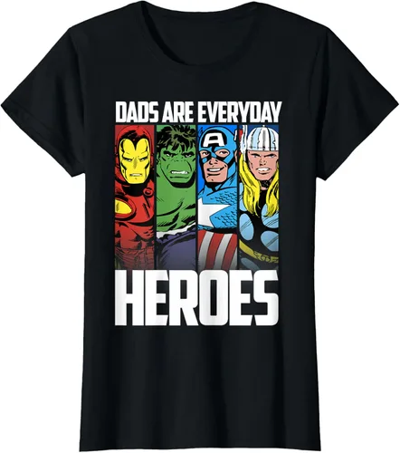 Vista 19 de Marvel Camiseta gráfica de héroes cotidianos para el Día del Padre de los Vengadores, Negro