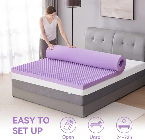 Vista 6 de SINWEEK Cubrecolchón de Espuma Viscoelástica con Diseño de Huevera de 1.5 Pulgadas Tamaño Individual, Almohadilla de Colchón Suave para Alivio