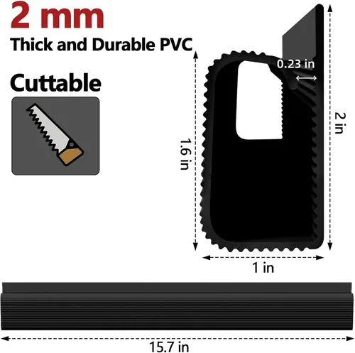 Vista 5 de Gestión de cables para debajo del escritorio, gestión de cables de computadora de 15.7 pulgadas, color negro, 6 canaletas de alambre autoadhesivas